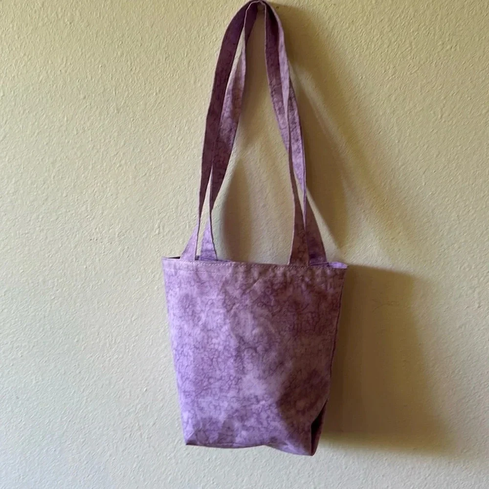 Handmade purple tote bag, cotton made and sewn by 8 year old, carry all or purse